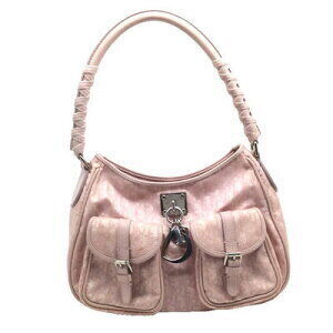 DIOR Trotter Hobo Shoulder Bag Nylon Canvas Leather Pink